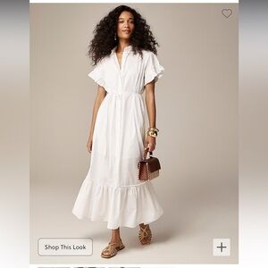 NWT J Crew Amelia maxi shirt dress in poplin cotton in white, size small